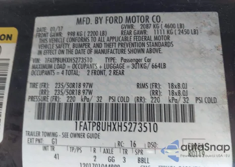 2017 Ford Mustang Ecoboost Premium z USA, uszkodzony, nr VIN 1FATP8UHXH5273510